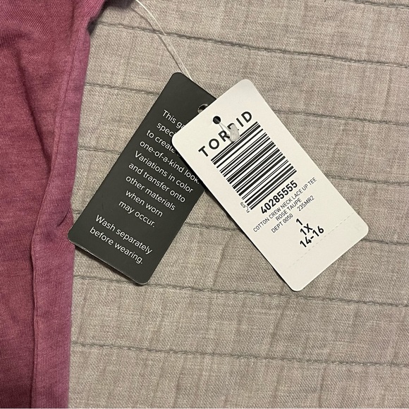 Torrid Vintage Cotton Jersey Crew Neck Lace Up Tee NWT 1X Rose Taupe - Picture 6 of 9